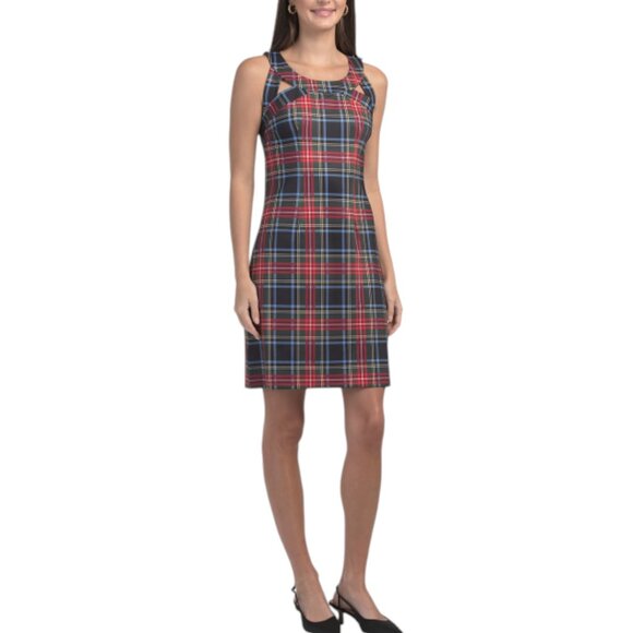 GRETCHEN SCOTT Sleeveless Plaid Mini Dress - Picture 1 of 2